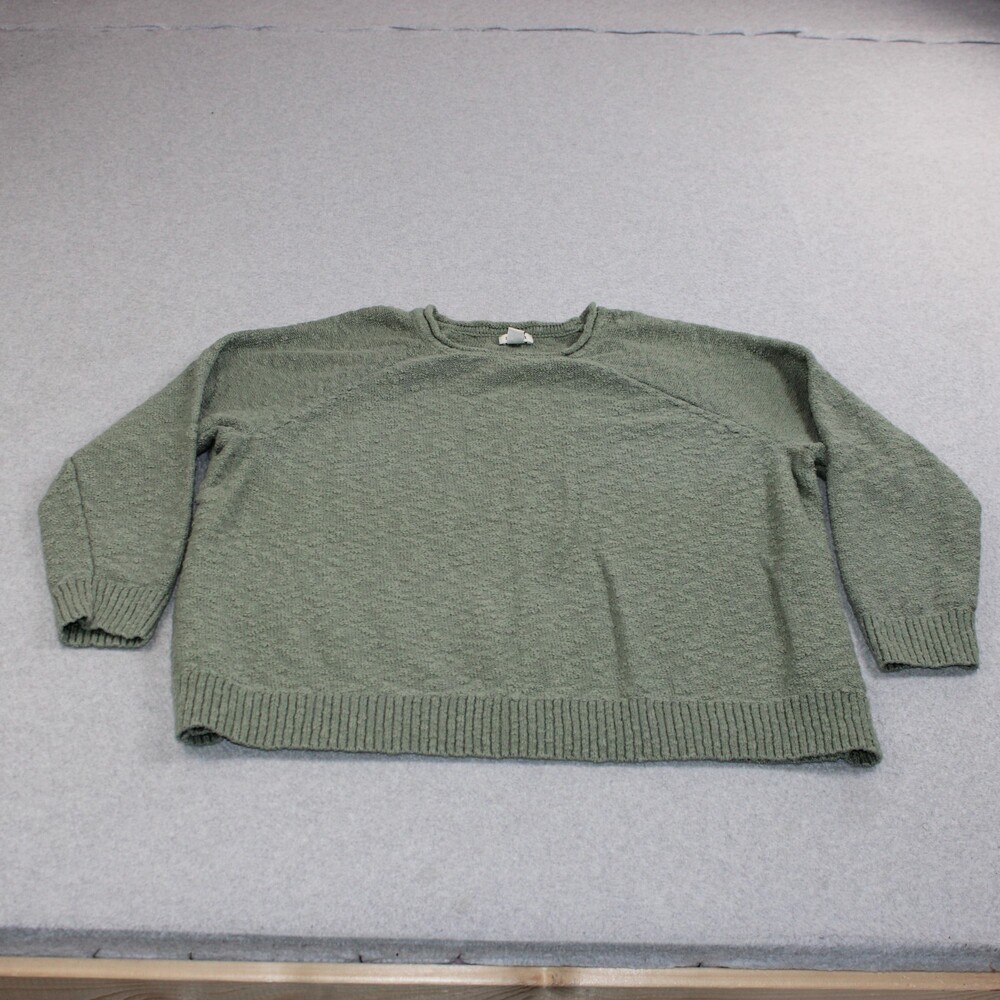 LL Bean Sweater Womens 3XL Plus Green Textured Knit Heritage Comfortable Cotton